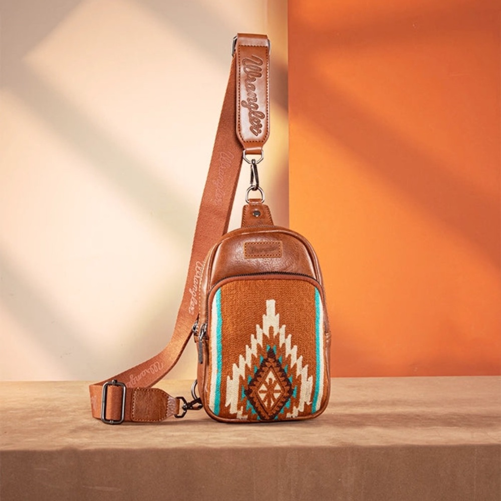 NWT! WRANGLER AZTEC KNITTED SLING BAG